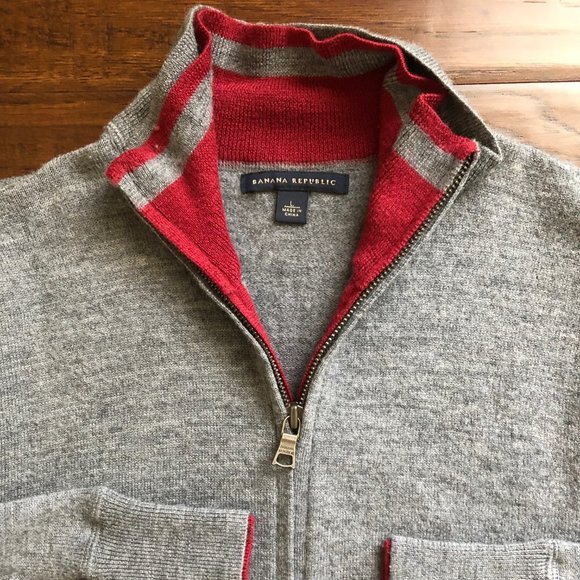 Banana Republic mens gray zip up sweater L large - Picture 2 of 5